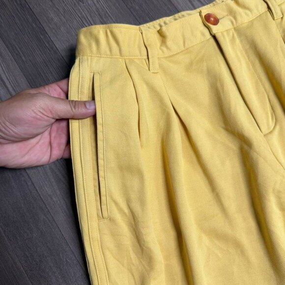 Yellow Pleated High Waist Pants - Picture 3 of 3